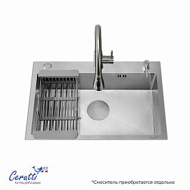 Кухонная мойка Ceruttispa Gloria 6045 Nano Embos, 60х45 см, цвет хром матовый - фото 1