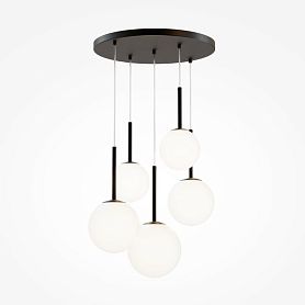 Подвесной светильник Maytoni Basic Form MOD321PL-05B, арматура матовая черная, плафон стекло белое - фото 1