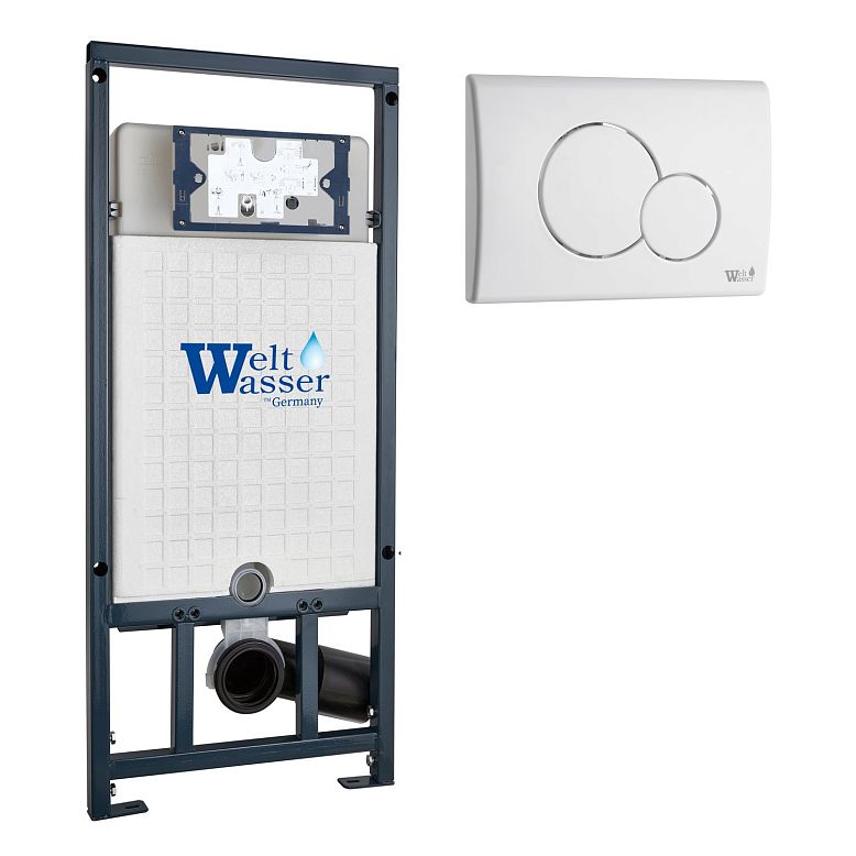 Инсталляция Weltwasser Marberg 507 RD WT для подвесного унитаза, с белой кнопкой смыва 507 RD GL-WT