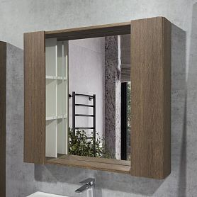 Шкаф-зеркало Comforty Ангара 90, с подсветкой, функцией антизапотеваниям, цвет дуб темно коричневый - фото 1