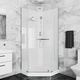 Душевая кабина CeruttiSPA Chika 901T 90x90, с полотенцедержателем, стекло прозрачное, профиль хром - фото 1