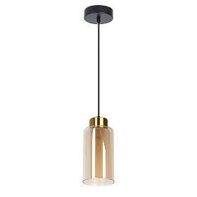 Подвесной светильник Arte Lamp Leo A7027SP-1BK, арматура черный, плафон стекло янтарное - фото 1