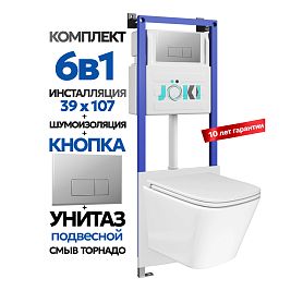 Комплект: Инсталляция JK04054+Кнопка JK202501CH хром+Verna T JK3031025 белый унитаз, смыв торнадо - фото 1