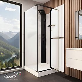Душевая кабина Ceruttispa MiMi 90BF 90x90, стекло матовое, профиль черный матовый, без крыши - фото 1