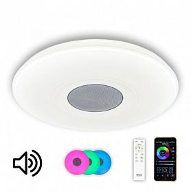 Потолочная люстра Citilux Light & Music CL703M61, с Bluetooth, арматура белая, плафон полимер матовый белый, 50х50 см - фото 1