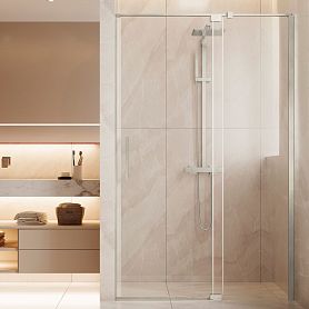 Душевая дверь Vincea Extenza VDP-4EX 100x195, стекло прозрачное, профиль брашированный никель - фото 1