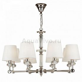 Подвесная люстра Maytoni Riverside MOD018PL-08CH, арматура цвет хром/прозрачный, плафон/абажур ткань/пвх, цвет белый - фото 1
