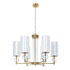 Подвесная люстра Arte Lamp Matar A4027LM-6PB, арматура полированная медь, плафон ткань кремовая - фото 1