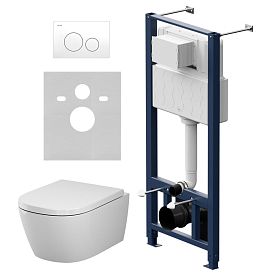 Комплект AM.PM IS49001.601901: Инсталляция Pro + Кнопка Pro L белая + Унитаз Libre Aquaspin C601901SC белый - фото 1