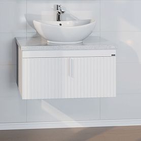 Тумба под раковину Санта Юпитер 80, цвет белый / беленое дерево - фото 1