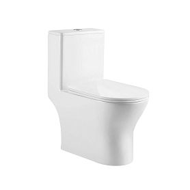 Унитаз-моноблок Акватек Гелиос AQ2816T-00 напольный, безободковый, смыв Торнадо, с сиденьем микролифт, цвет белый - фото 1