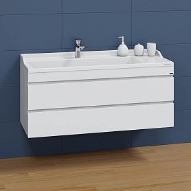 Тумба под раковину Санта Марс 120, подвесная, с 2 ящиками, цвет белый / беленое дерево - фото 1