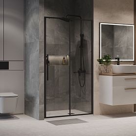 Душевая дверь Niagara Nova NG-84-13AB 130x195, стекло прозрачное, профиль черный матовый - фото 1