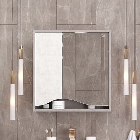 Шкаф-зеркало Оника Брендон 60, цвет бетон крем / камень светлый - фото 1