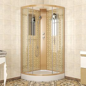 Душевая кабина Niagara Luxe NG-7715GBK 90x90, стекло прозрачное, профиль золото, без крыши - фото 1