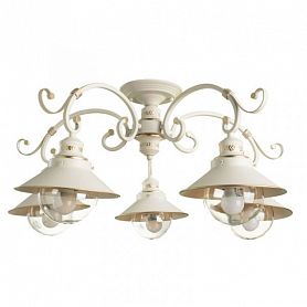 Потолочная люстра Arte Lamp Grazioso A4577PL-5WG, арматура белая / золото, плафоны стекло прозрачное, 75х75 см - фото 1