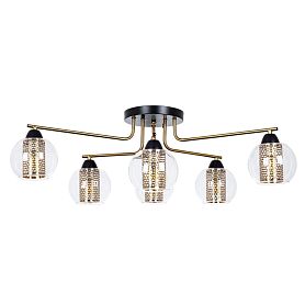 Потолочная люстра Arte Lamp Manchester A7045PL-6BK, арматура черный, плафон металл / стекло прозрачное - фото 1