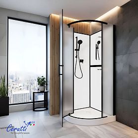 Душевая кабина Ceruttispa Korra 90BF 90x90, стекло матовое, профиль черный матовый - фото 1