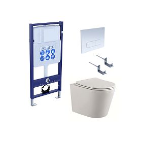 Комплект Акватек Вега CM p 013: Инсталляция Standart INS-0000012 + Кнопка KDI-0000013 белая + Унитаз Вега AQ1904-00 белый - фото 1