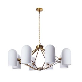 Подвесная люстра Arte Lamp Cassel A5454LM-8PB, арматура полированная медь, плафон стекло белое - фото 1
