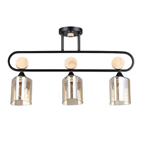 Потолочная люстра Arte Lamp Glamore A5076PL-3BK, арматура черная, плафон стекло янтарное - фото 1