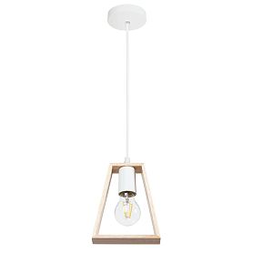 Подвесной светильник Arte Lamp Brussels A8030SP-1WH, арматура белый, плафон дерево бежевое - фото 1