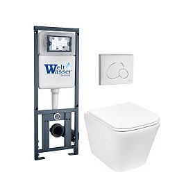 Комплект Weltwasser 10000011872 унитаза Gelbach 043 GL-WT с сиденьем микролифт и инсталляции Marberg 410 с белой кнопкой Mar 410 RD GL-WT - фото 1