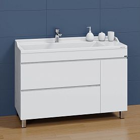 Тумба под раковину Санта Марс 120, напольная, с 2 ящиками и дверцей, цвет белый / беленое дерево - фото 1