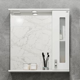 Шкаф-зеркало Оника Кристалл 67, правый, с подсветкой, цвет белый - фото 1