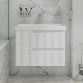 Тумба под раковину Санта Альтаир 70, подвесная, 2 ящика, цвет белый глянец - фото 1