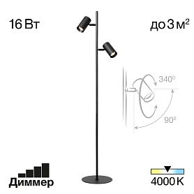 Торшер Citilux Twin CL809011N, арматура черная, плафоны металл черный - фото 1