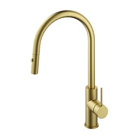 Смеситель Vincea City VKF-2C1BG для кухни, с выджвижным изливом, цвет брашированное золото - фото 1