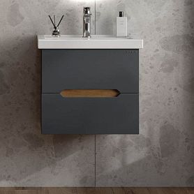 Тумба под раковину Оника Айленд 60, подвесная, цвет графит / дуб крафт золотой - фото 1