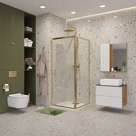 Душевой уголок Niagara Nova NG-42-9AG-A90G 90x90, стекло прозрачное, профиль холодное золото - фото 1