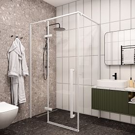 Душевой уголок CeruttiSPA C1AW 120x90, стекло прозрачное, профиль белый - фото 1