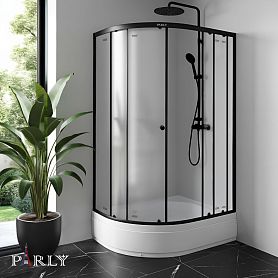 Душевой уголок Parly ZFM1201B R 120х80, правый, с поддоном, стекло матовое, профиль черный матовый - фото 1