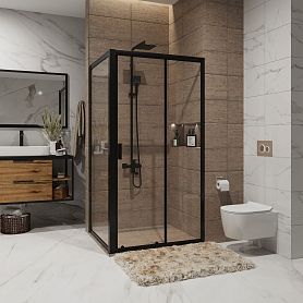 Душевой уголок Niagara Nova NG-82-9AB-A80B 90х80, стекло прозрачное, профиль черный матовый - фото 1