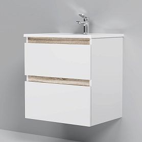 Тумба под раковину AM.PM X-Joy 60 подвесная, цвет белый глянец/дерево - фото 1