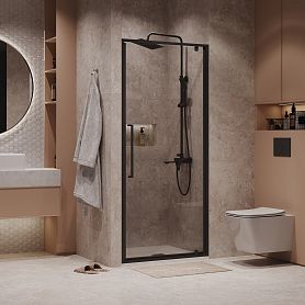 Душевая дверь Niagara Nova NG-85-8AB 80x195, стекло прозрачное, профиль черный матовый - фото 1