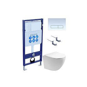 Комплект Акватек Европа T KDI 21: Инсталляция Standart INS-0000012 + Кнопка KDI-0000021 белый глянец + Унитаз Европа AQ1900T-00 белый - фото 1
