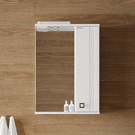 Шкаф-зеркало Оника Лига 52, правый, с подсветкой, цвет белый - фото 1