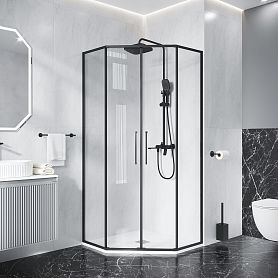 Душевой уголок Niagara Nova NG-6838-90BL 90х90, стекло прозрачное, профиль черный матовый - фото 1