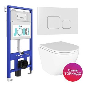 Комплект: Инсталляция JK01150 + Кнопка JK021531WM белая + Stella T JK1101010 белый унитаз, смыв торнадо - фото 1