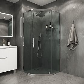 Душевой уголок Niagara Eco NG-1010-14D 100х100, стекло прозрачное, профиль хром глянцевый - фото 1