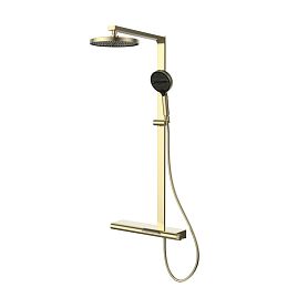 Душевая стойка Vincea Arco VSFS-4AR1BG, с верхним душем, смесителем, цвет брашированное золото - фото 1