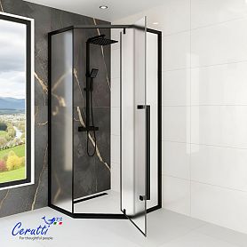 Душевой уголок CeruttiSPA C3AF R 90х90, правый, стекло матовое, профиль черный  - фото 1