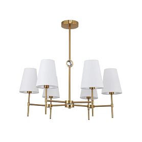 Подвесная люстра Arte Lamp Daniella A4104LM-6PB, арматура полированная медь, плафон ткань белая - фото 1