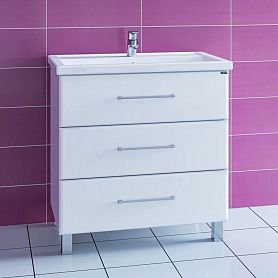 Тумба под раковину Санта Омега 80 напольная, с ящиками, цвет белый - фото 1