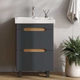 Тумба под раковину Оника Айленд 50, напольная, цвет графит / дуб крафт золотой - фото 1