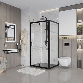 Душевой уголок Niagara Nova NG-83-9AB-A70B 90х70, стекло прозрачное, профиль черный матовый - фото 1